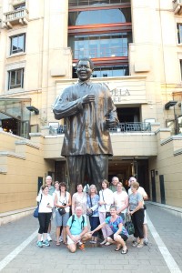 Sandton Square with group i.f.o Nelson Madela Statue